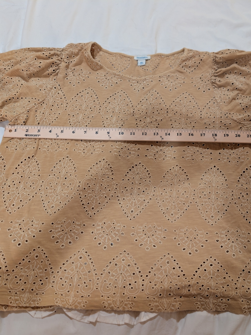Sundance Yellow Eyelet Short Sleeve Top XL